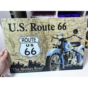TJE MOTHER ROAD Vintage Metal Motorcycle U.S. 66 High Way Road Tin Sign 1996